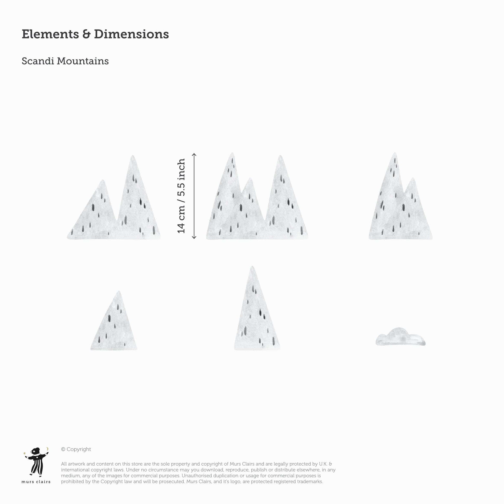 Wall Stickers Murs Clairs Scandi Mountains Wall Stickers