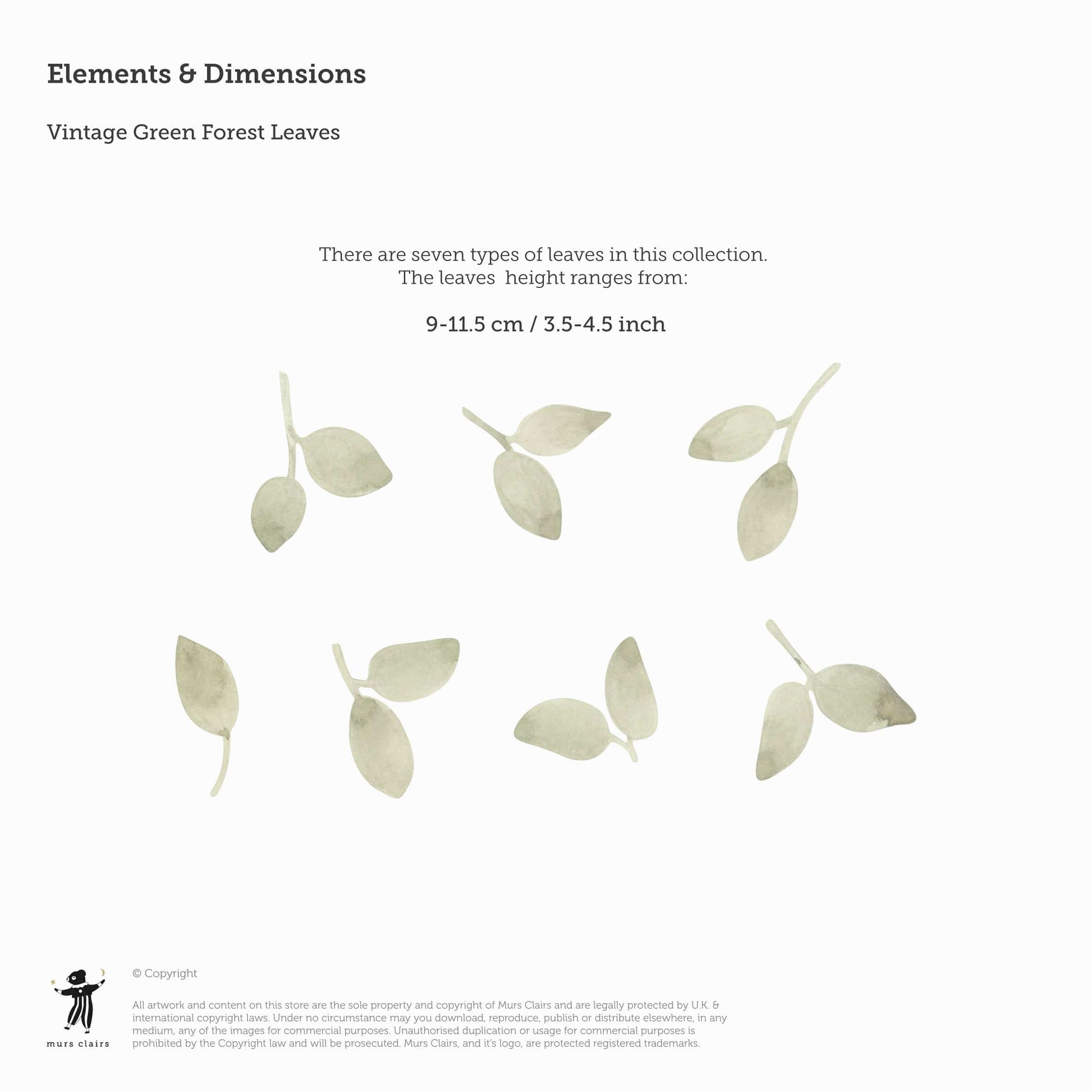 Wall Stickers Murs Clairs Vintage Green Forest Leaves Wall Stickers