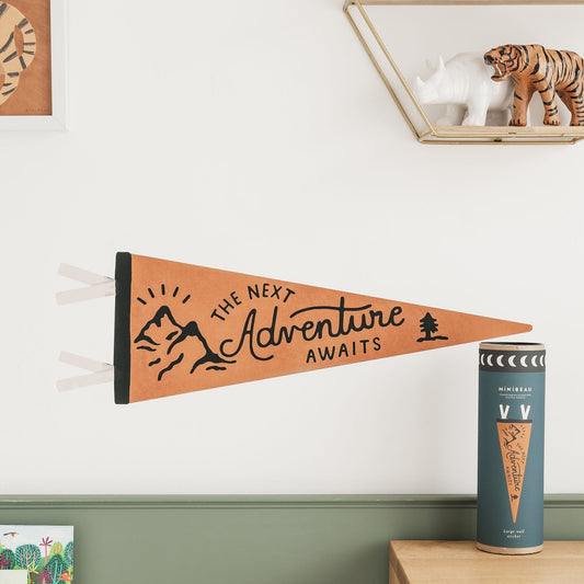 Wall Stickers The Next Adventure Awaits Flag Wall Decal - Brown