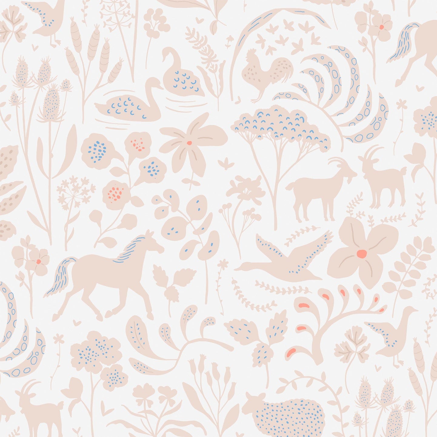 Wallpaper Roll 52cm x 10m Countryside Spring Ecru Wallpaper