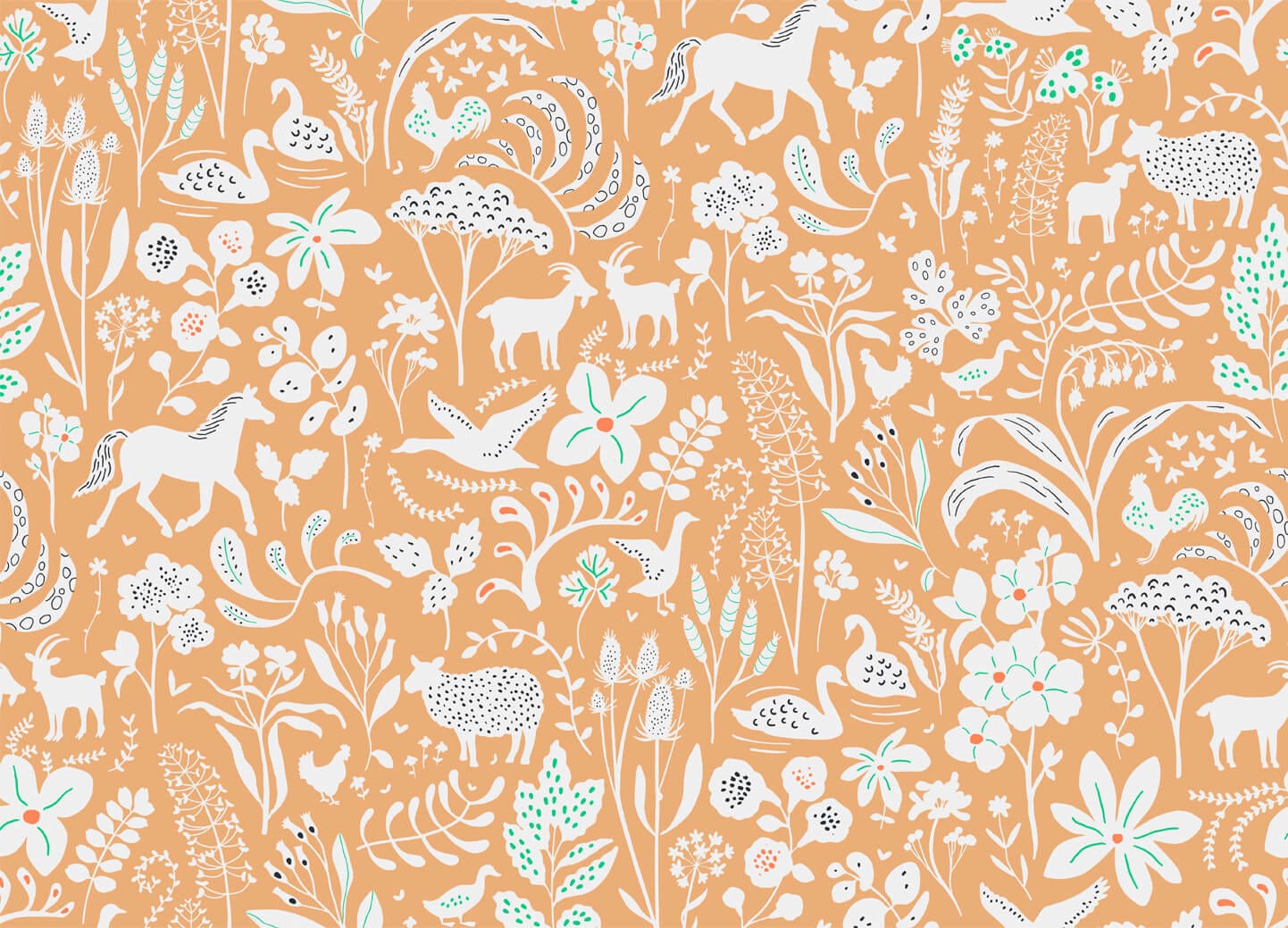 Wallpaper Countryside Spring Ochre Wallpaper