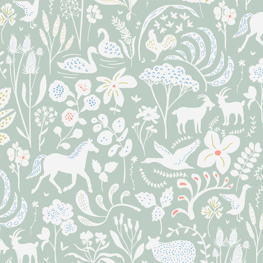Wallpaper Roll 52cm x 10m Countryside Spring Sage Wallpaper