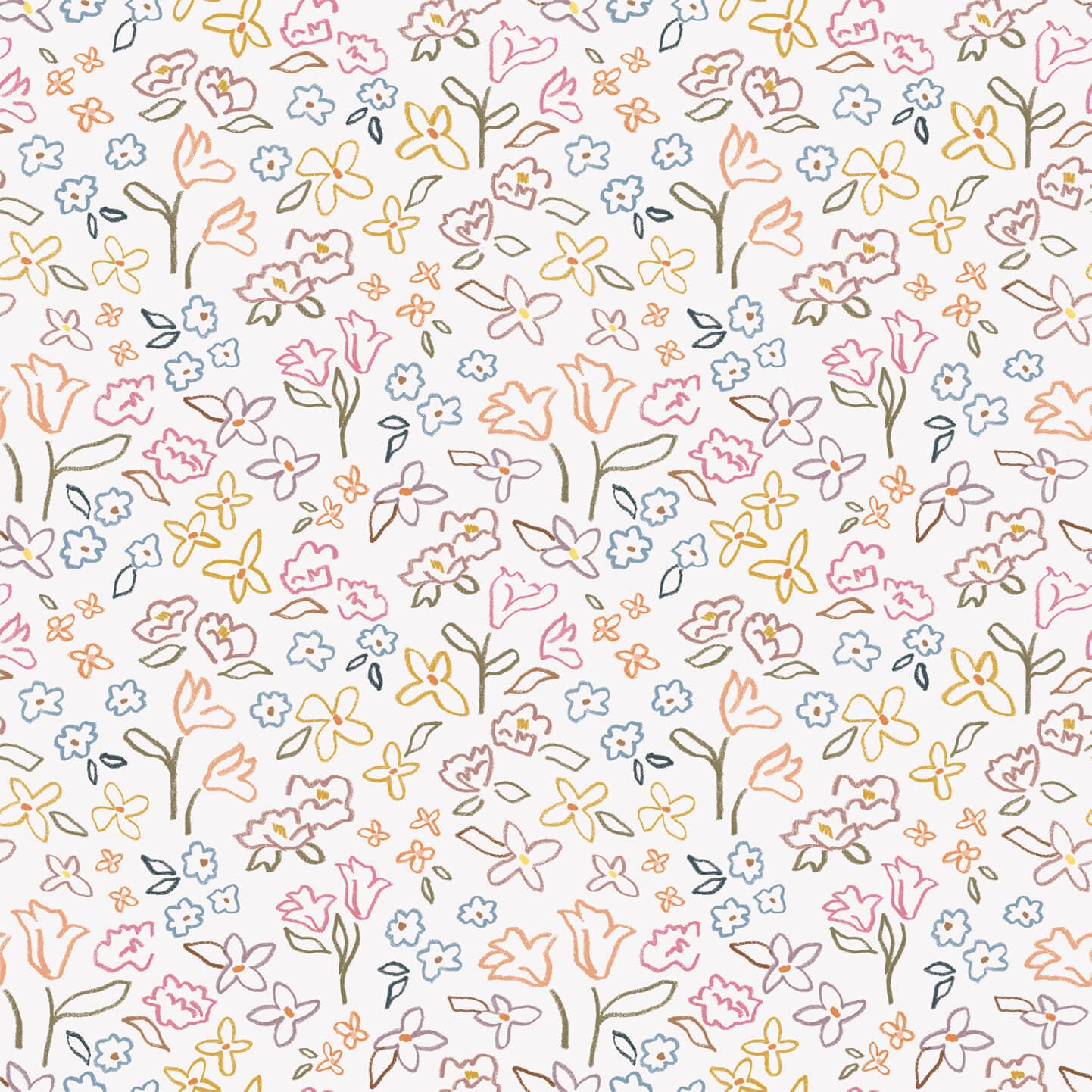 Wallpaper Crayon Floral Wallpaper