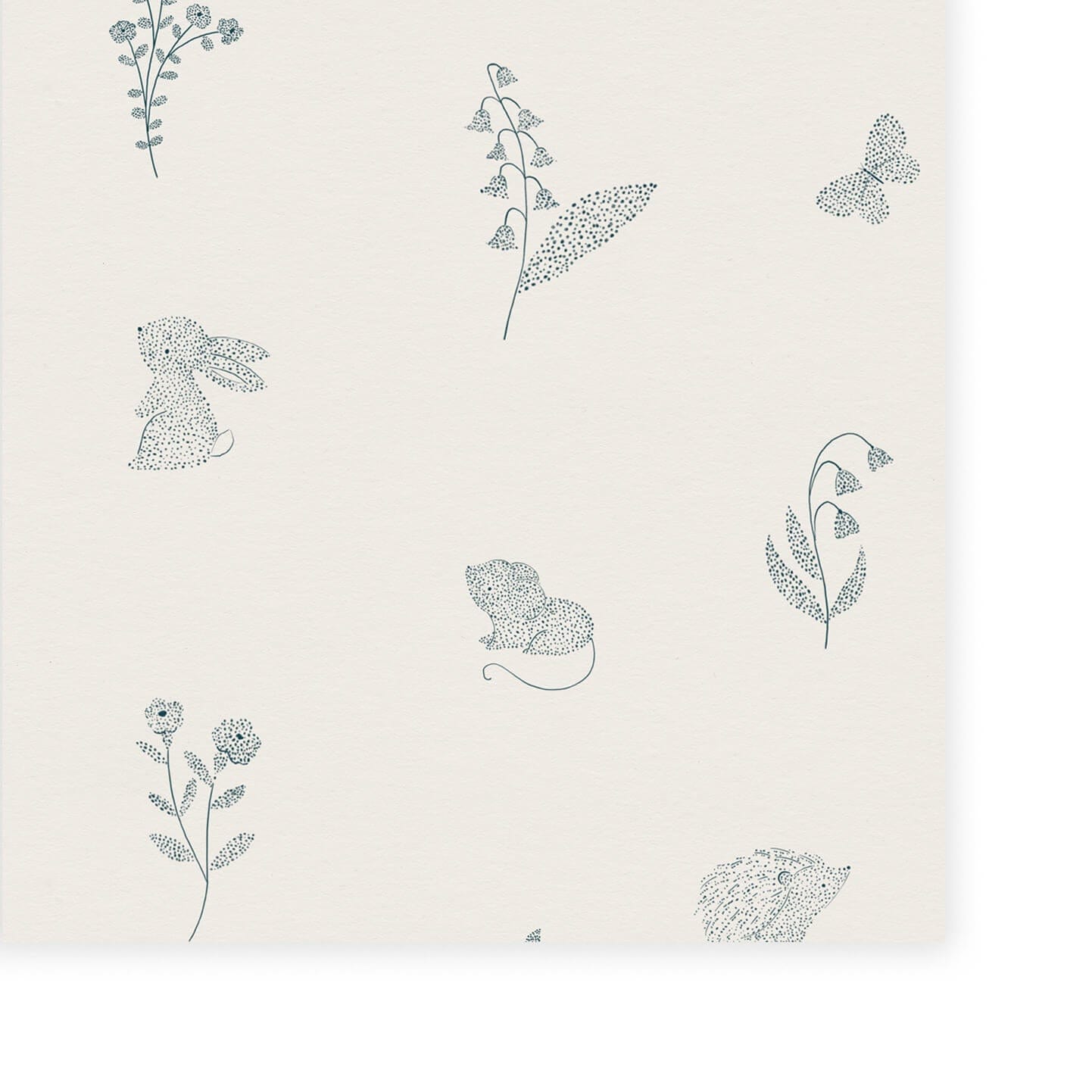 Wallpaper Dotted Woodland Animals White Wallpaper
