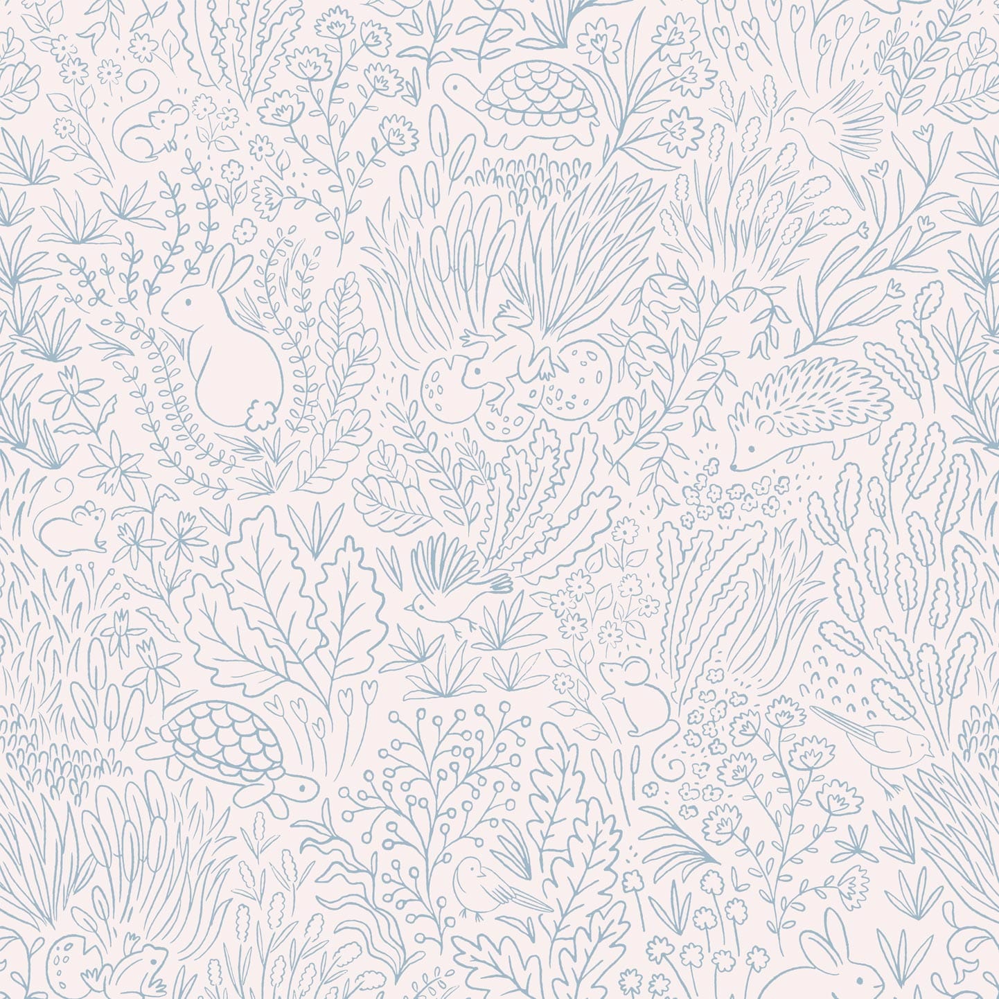Wallpaper Roll 70cm x 10m Garden Doodles Blue Wallpaper