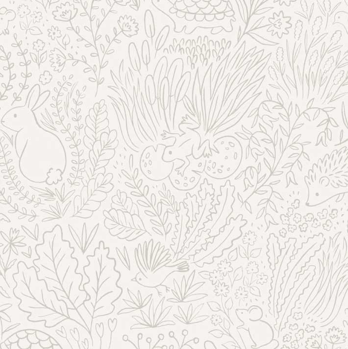 Wallpaper Roll 70cm x 10m Garden Doodles Grey Wallpaper