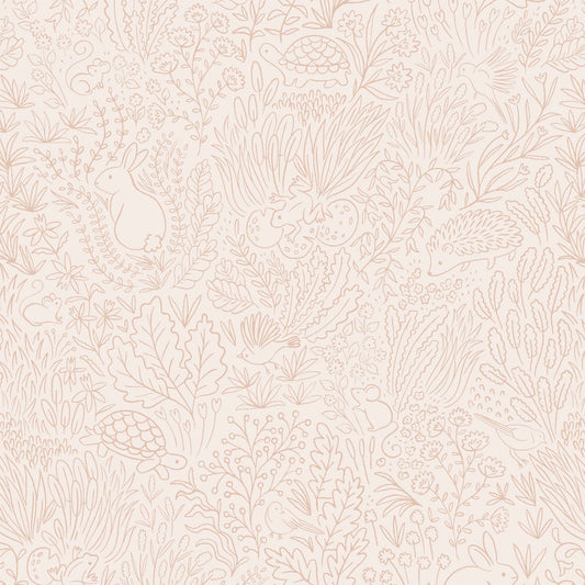 Wallpaper Roll 70cm x 10m Garden Doodles Orange Wallpaper