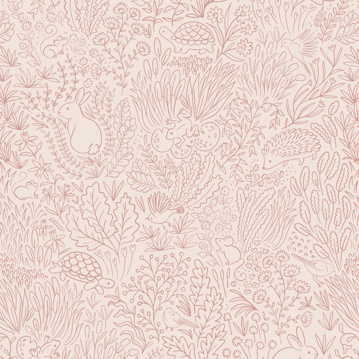 Wallpaper Roll 70cm x 10m Garden Doodles Pink Wallpaper