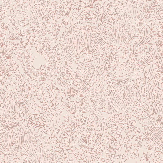 Wallpaper Roll 70cm x 10m Garden Doodles Pink Wallpaper