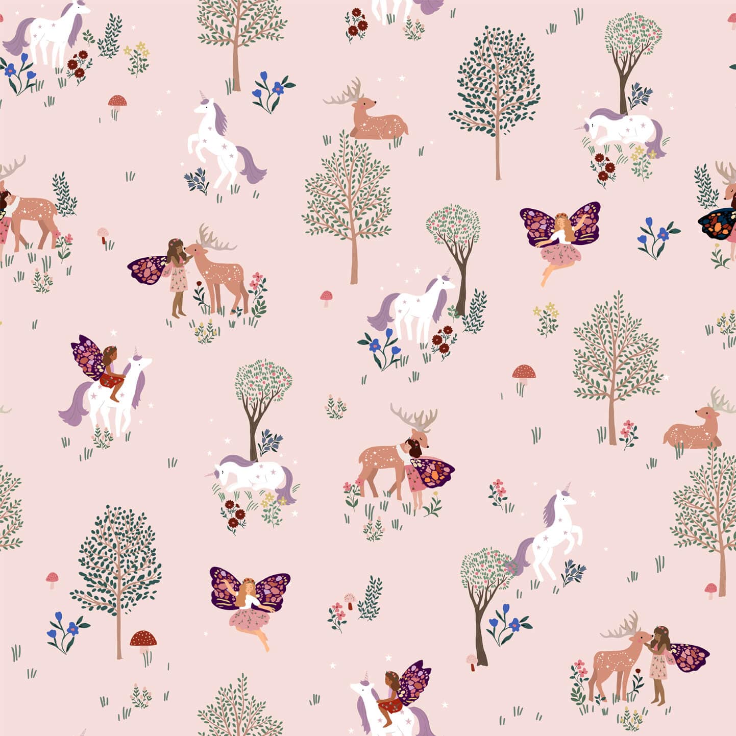 Wallpaper Magical Forest Pink Wallpaper