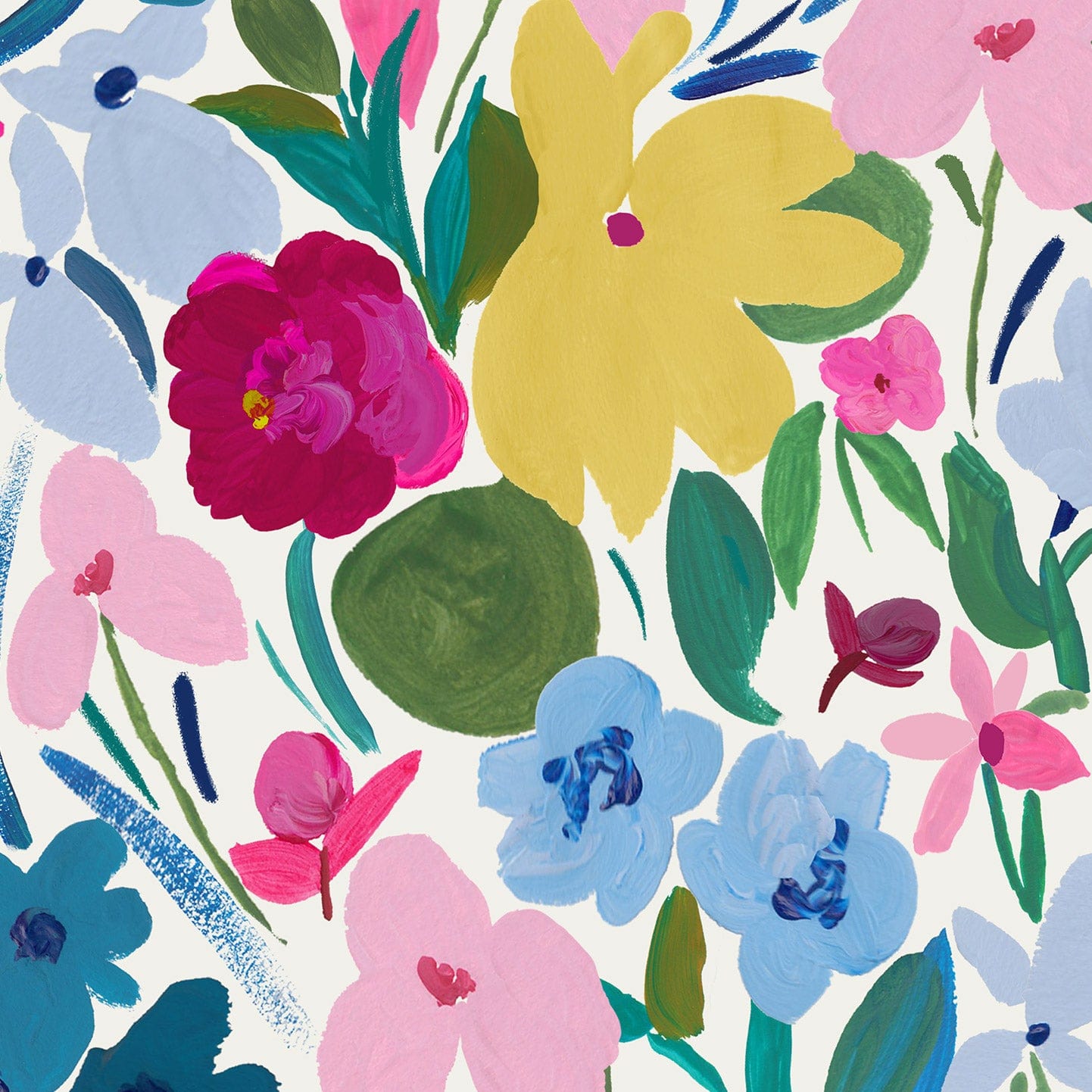 Wallpaper Roll 52cm x 10m Painty Floral Bloom Bold Wallpaper