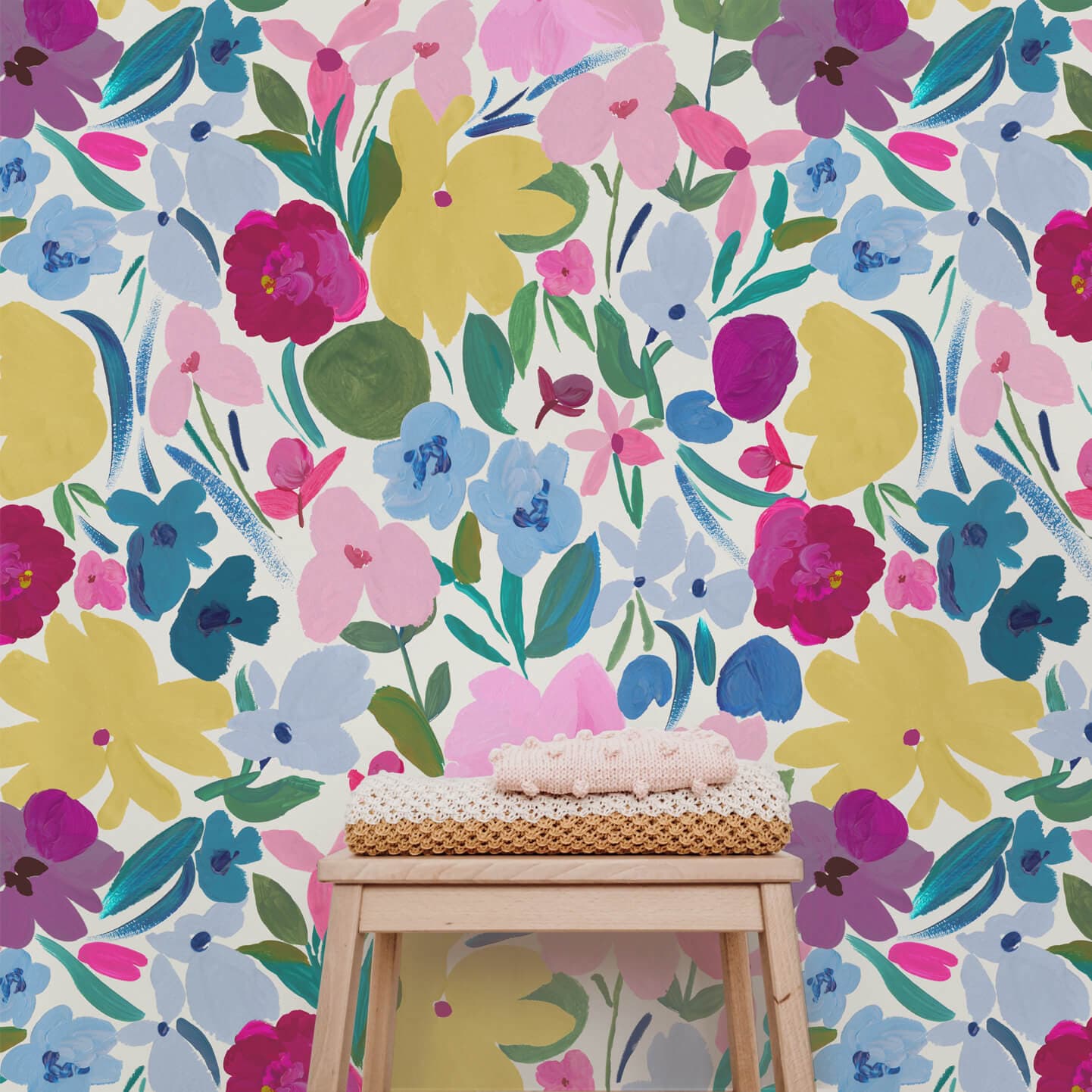 Wallpaper Painty Floral Bloom Bold Wallpaper