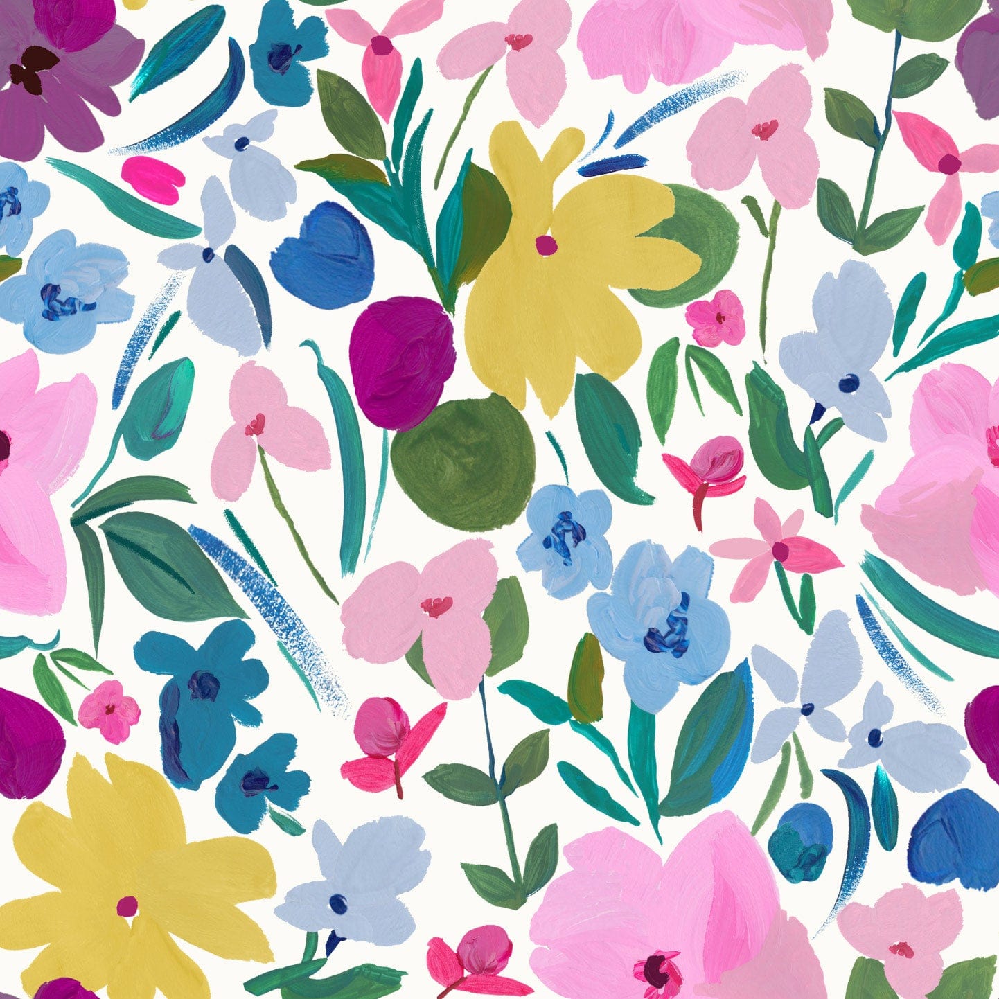 Wallpaper Roll 52cm x 10m Painty Floral Bloom Ditsy Wallpaper