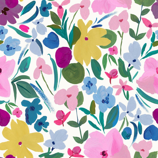 Wallpaper Roll 52cm x 10m Painty Floral Bloom Ditsy Wallpaper