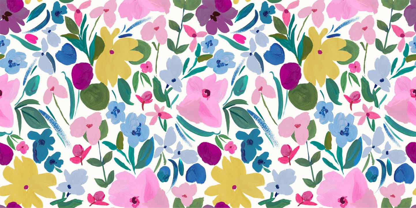 Wallpaper Painty Floral Bloom Ditsy Wallpaper