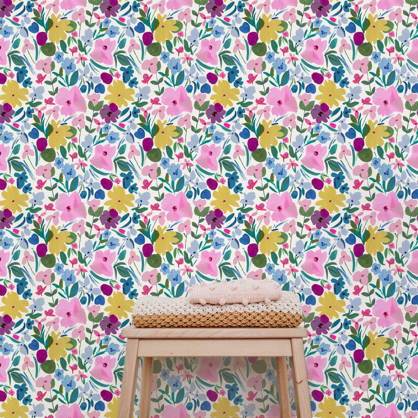 Wallpaper Painty Floral Bloom Ditsy Wallpaper