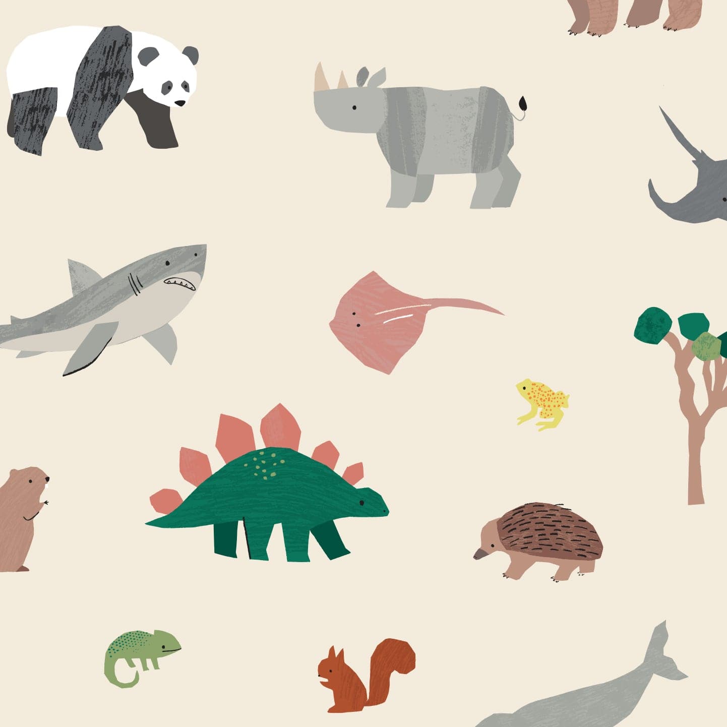Wallpaper Roll 52cm x 10m Papercut Animals Wallpaper