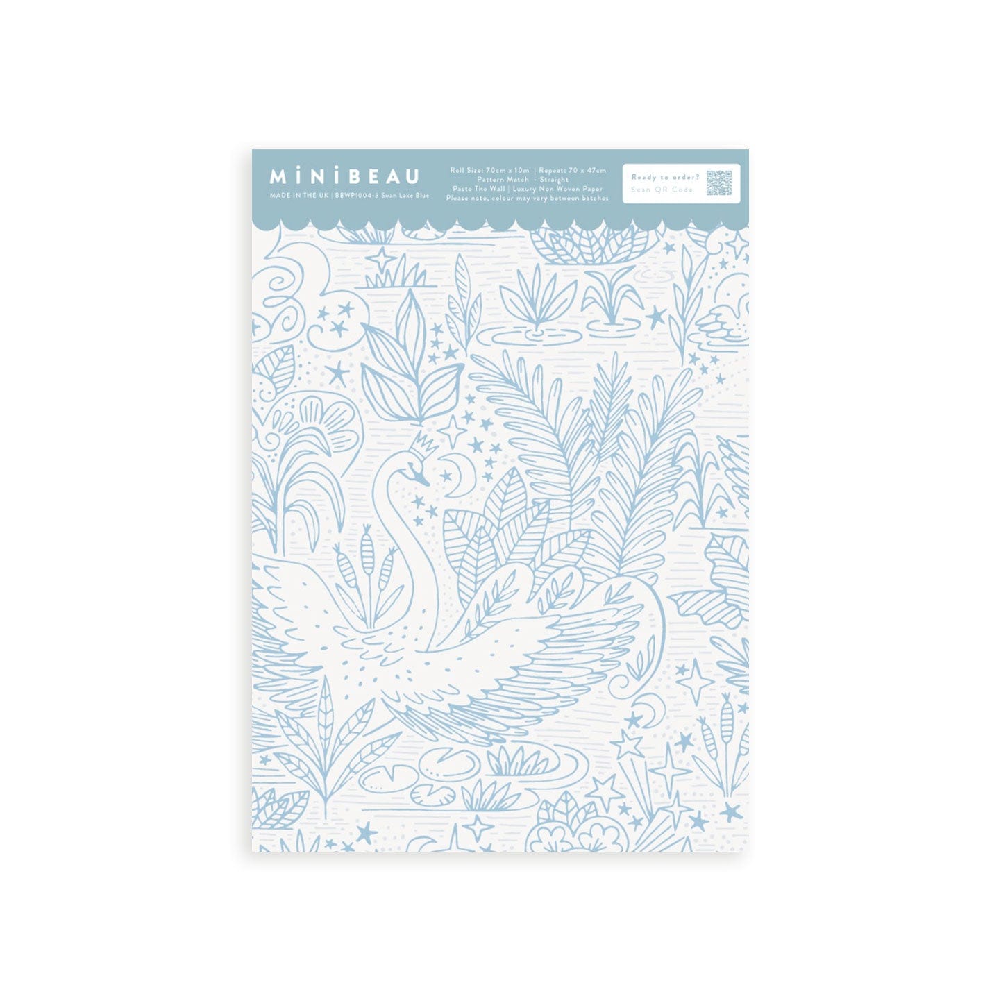 Wallpaper Sample A4 Swan Lake Blue Wallpaper
