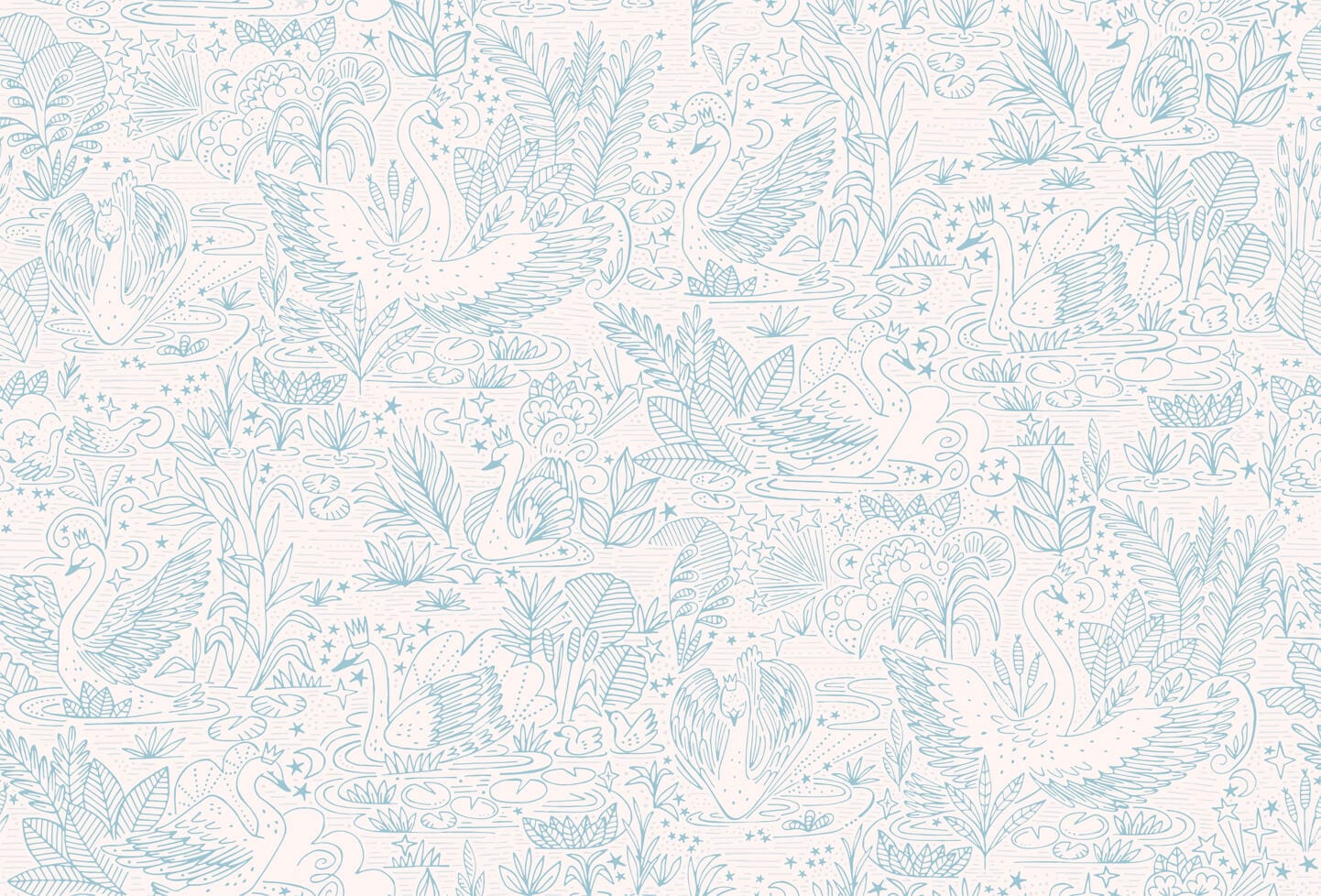 Wallpaper Swan Lake Blue Wallpaper