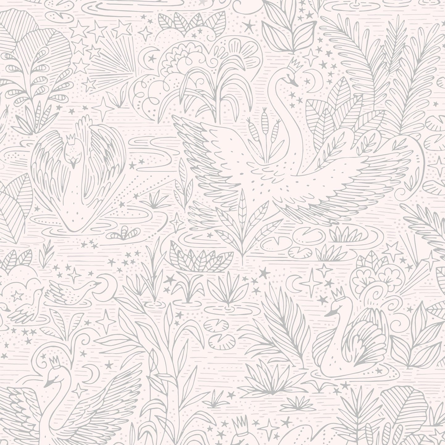Wallpaper Roll 70cm x 10m Swan Lake Grey Wallpaper