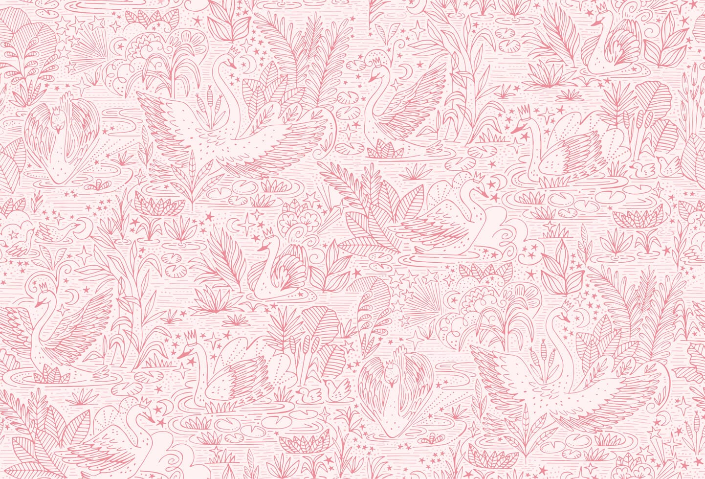 Wallpaper Swan Lake Pink Wallpaper