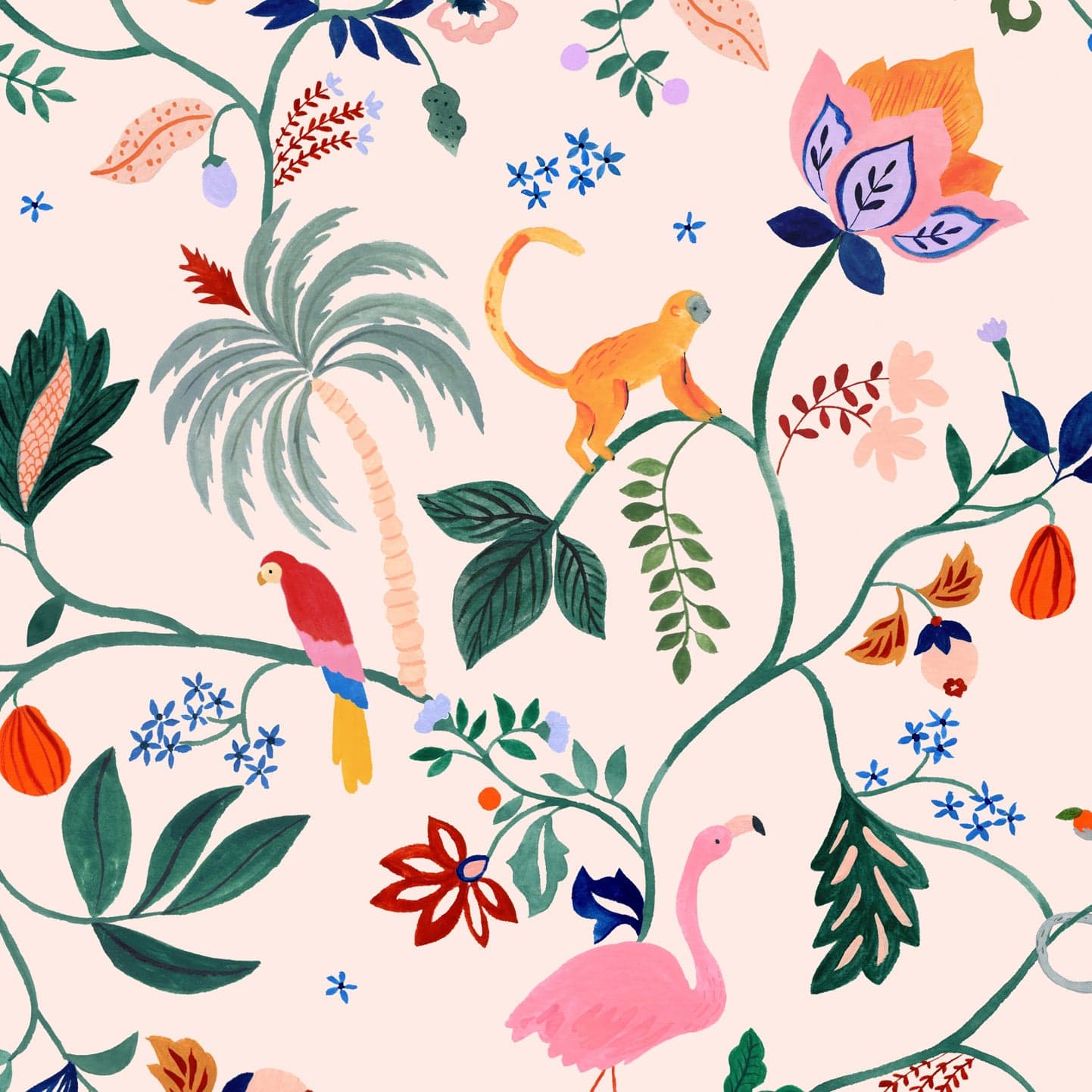 Wallpaper Roll 52cm x 10m Utopia Menagerie Peach Wallpaper
