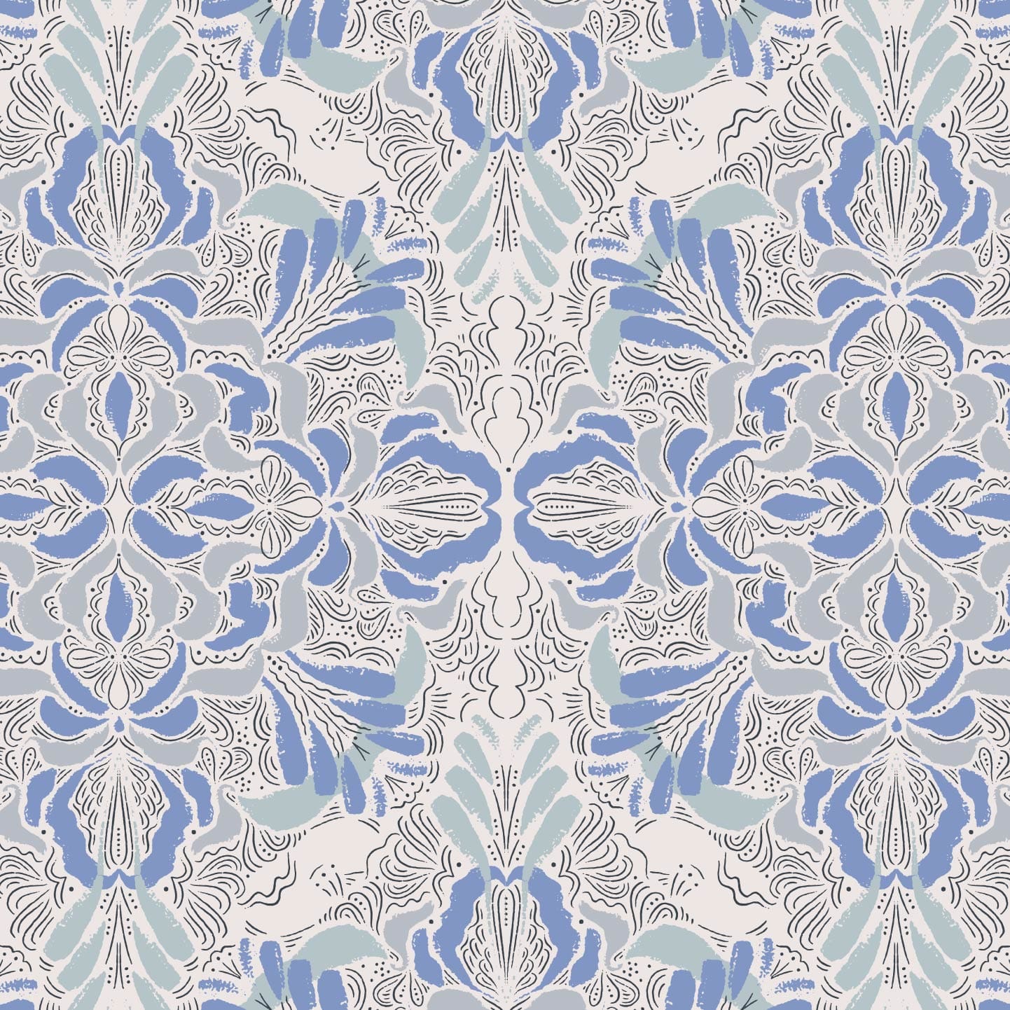 Wallpaper Roll 52cm x 10m Winter Tiles Blue Wallpaper