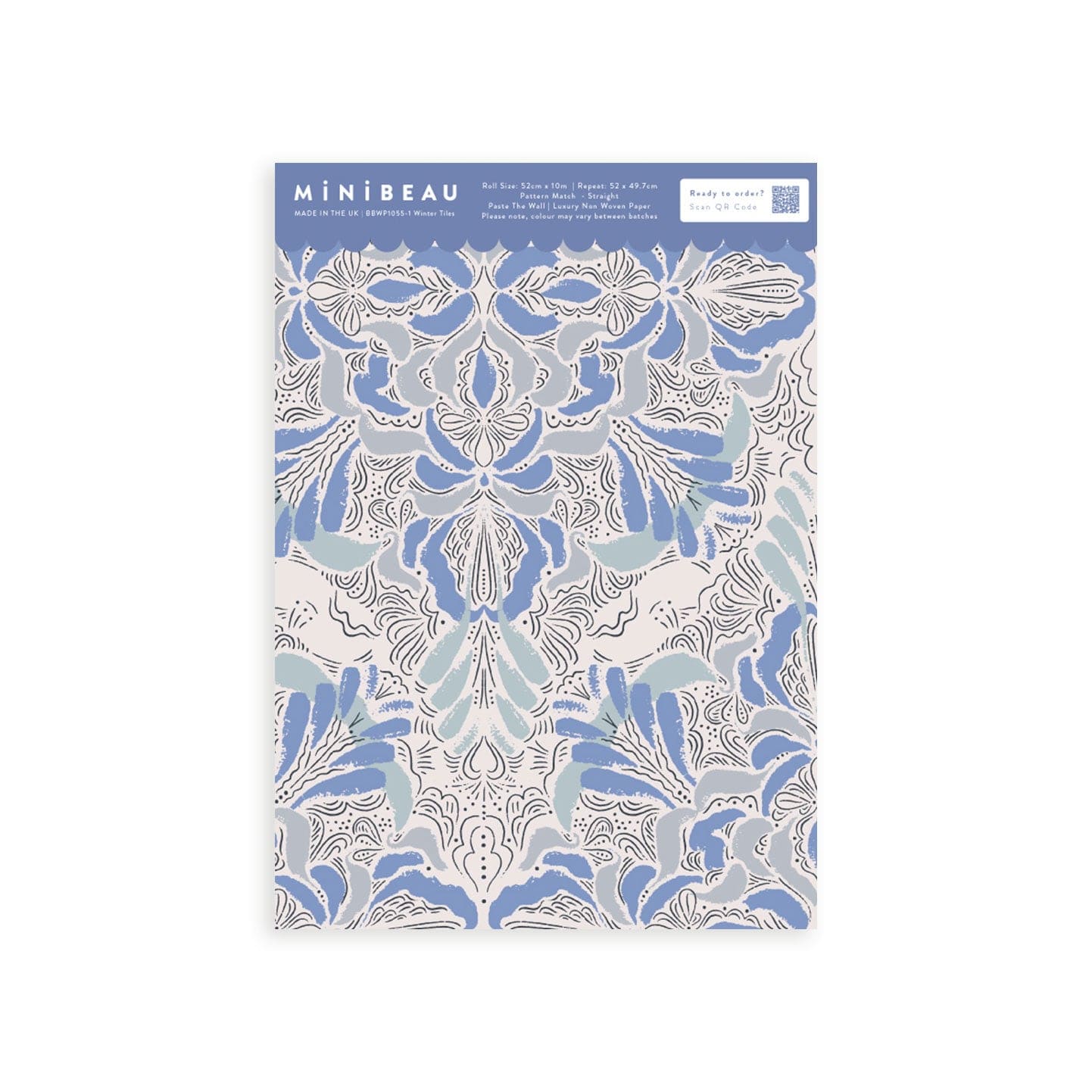 Wallpaper Sample A4 Winter Tiles Blue Wallpaper