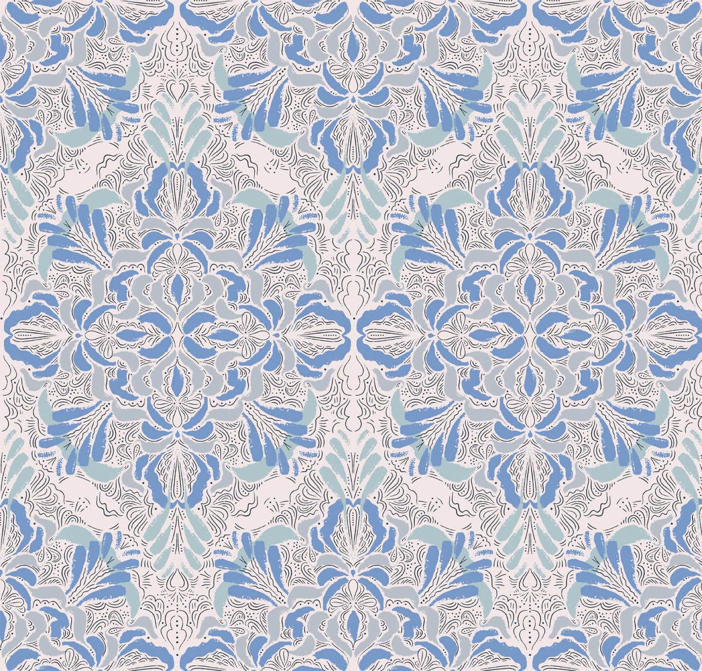 Wallpaper Winter Tiles Blue Wallpaper