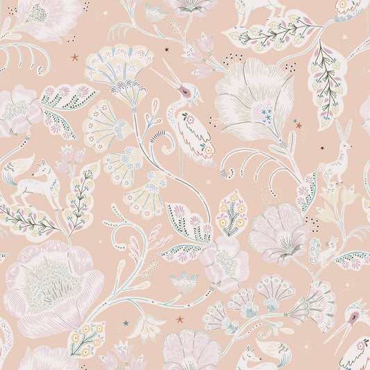 Wallpaper Woodcut Wonderland Calamine Wallpaper