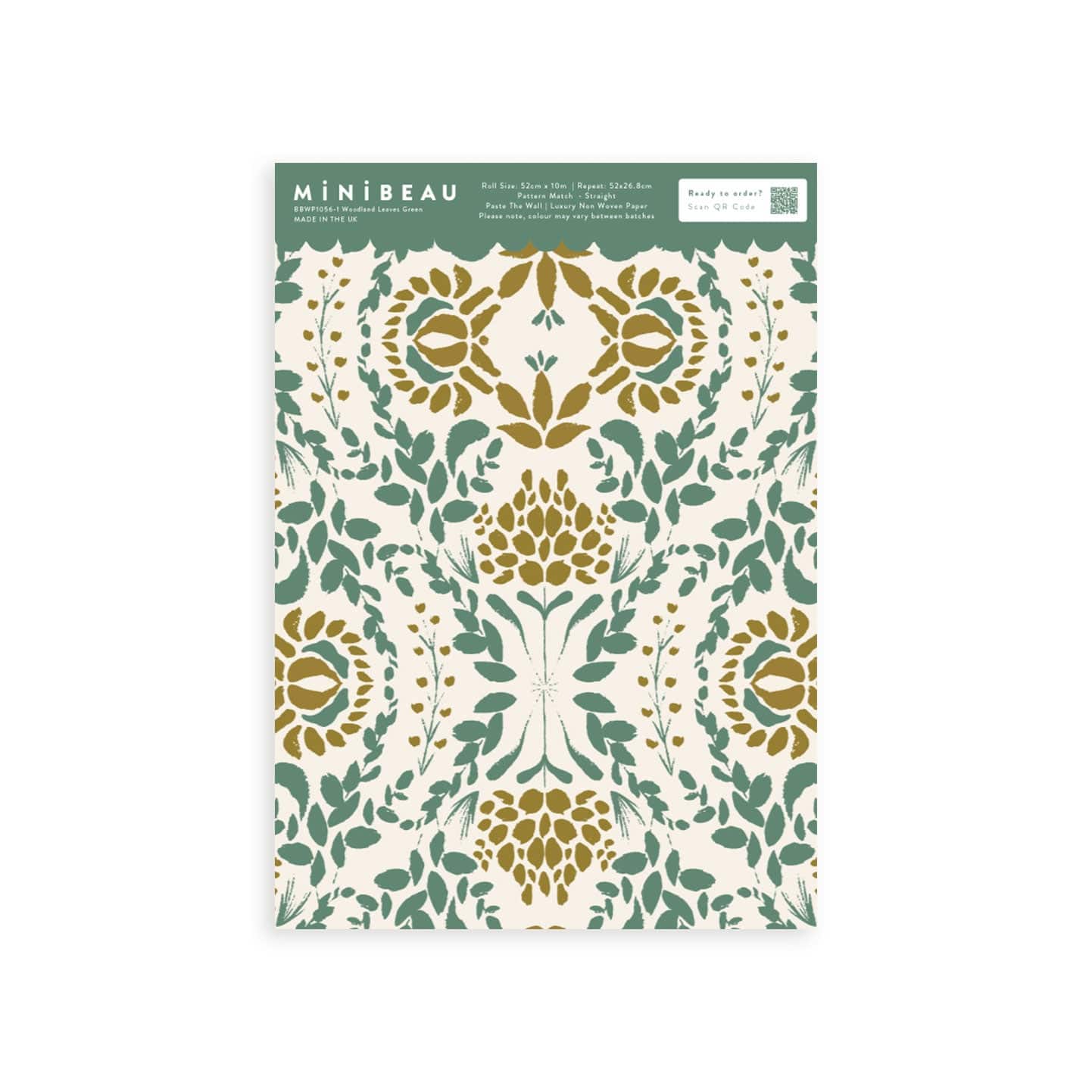 Wallpaper Sample A4 Woodland Leaves Green Wallpaper