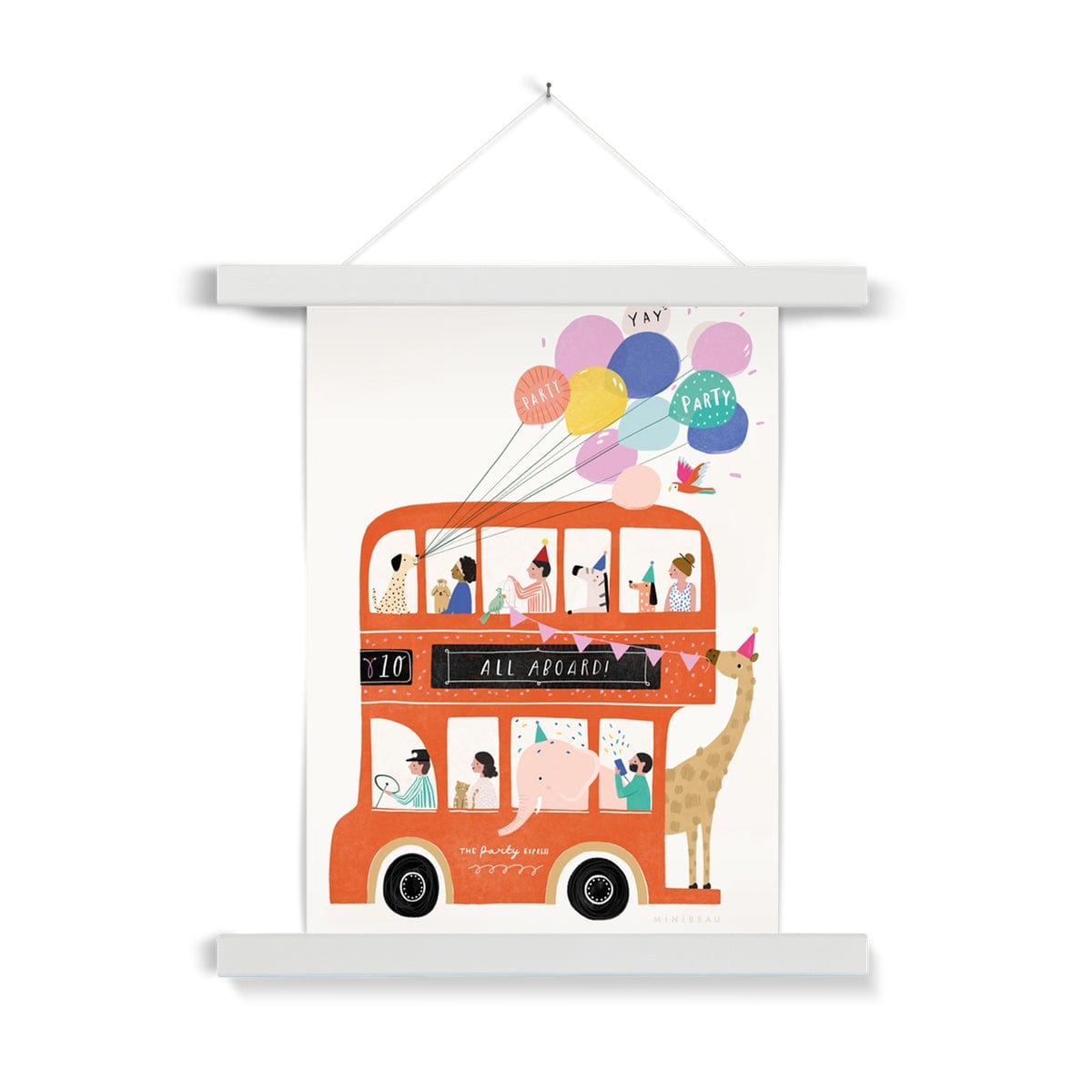 Art Print 15x20cm (6x8") / White Hanger Double Decker Party Bus Art Print