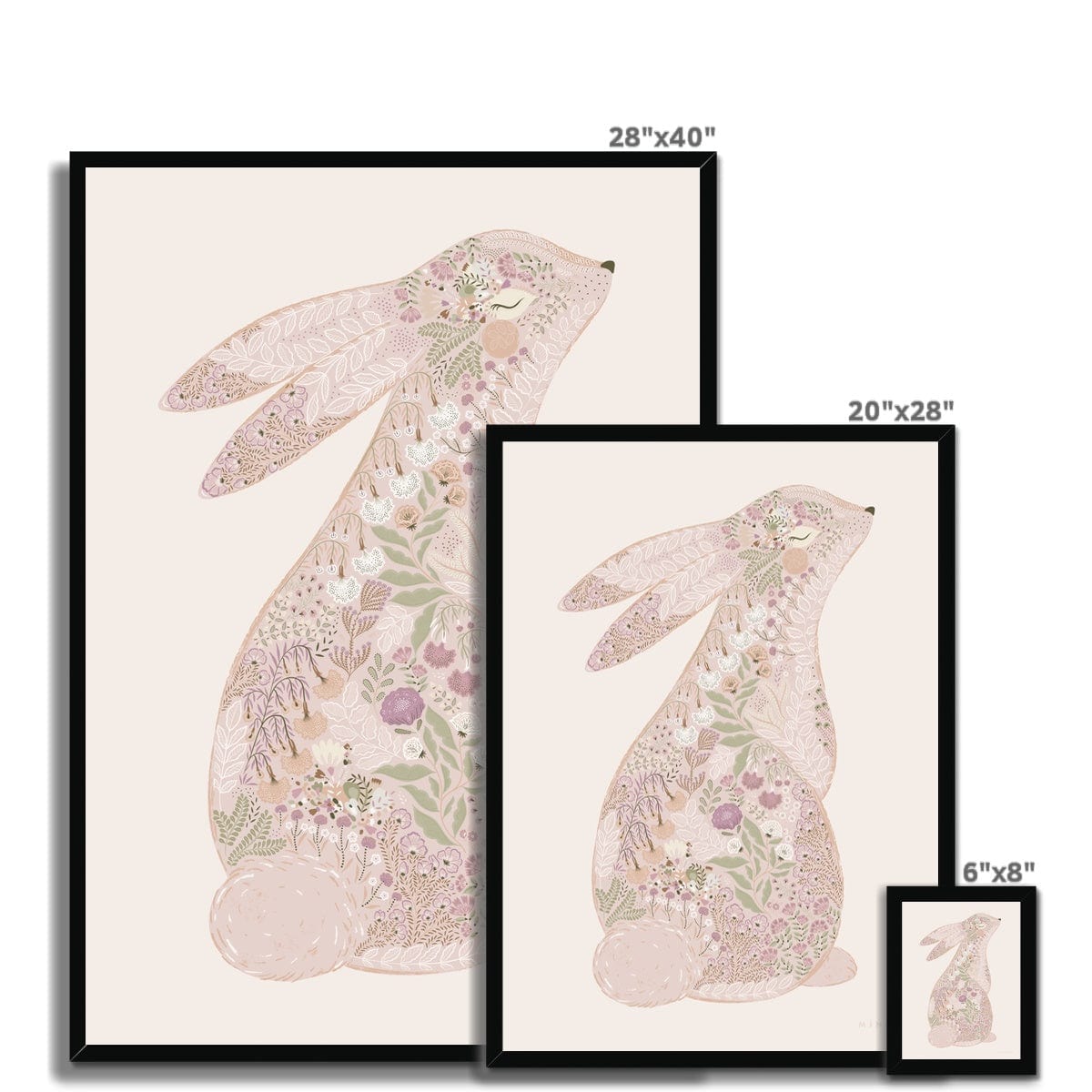 Art Print Floral Bunny Nursery Art Print - Personalisable