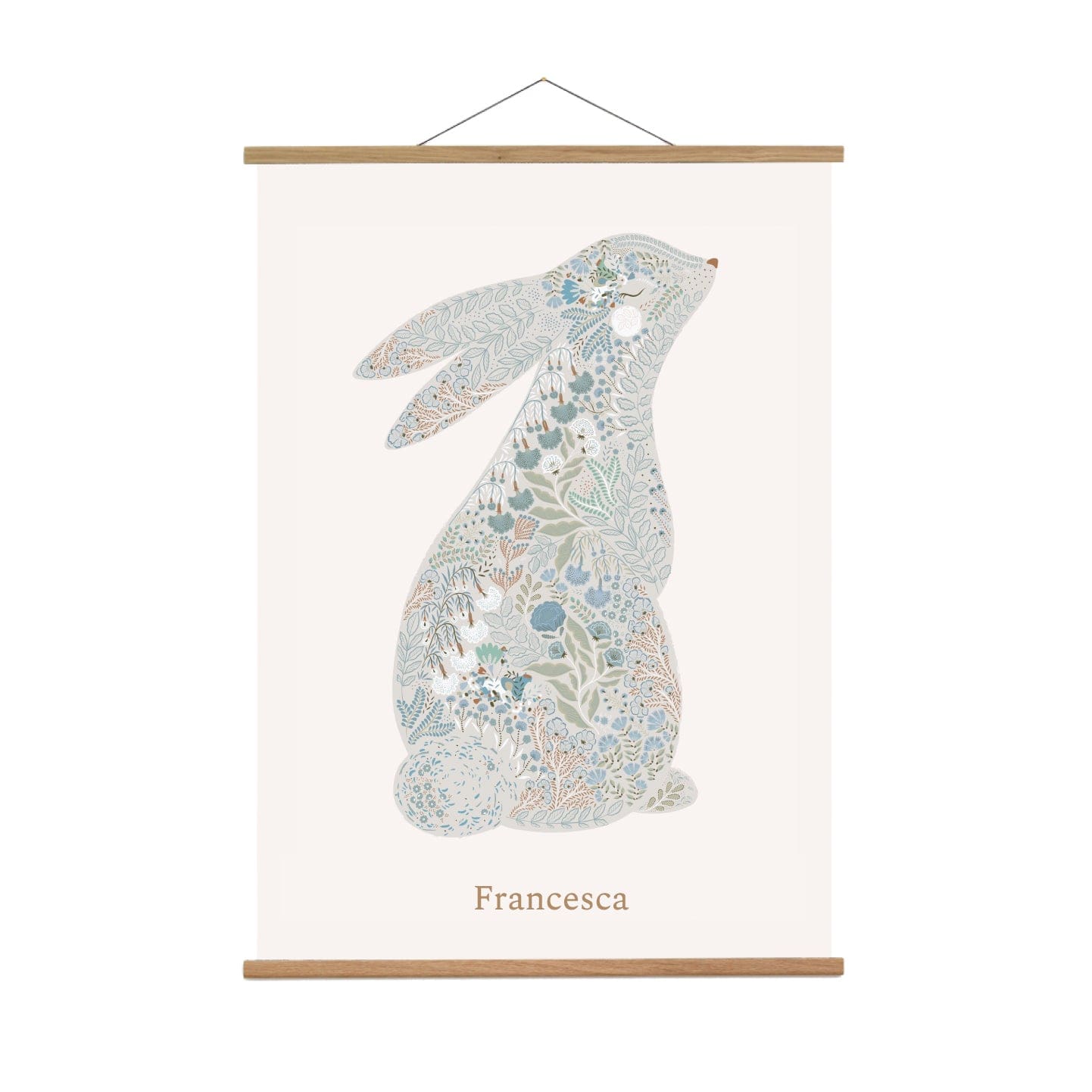 Art Print Floral Bunny Nursery Art Print