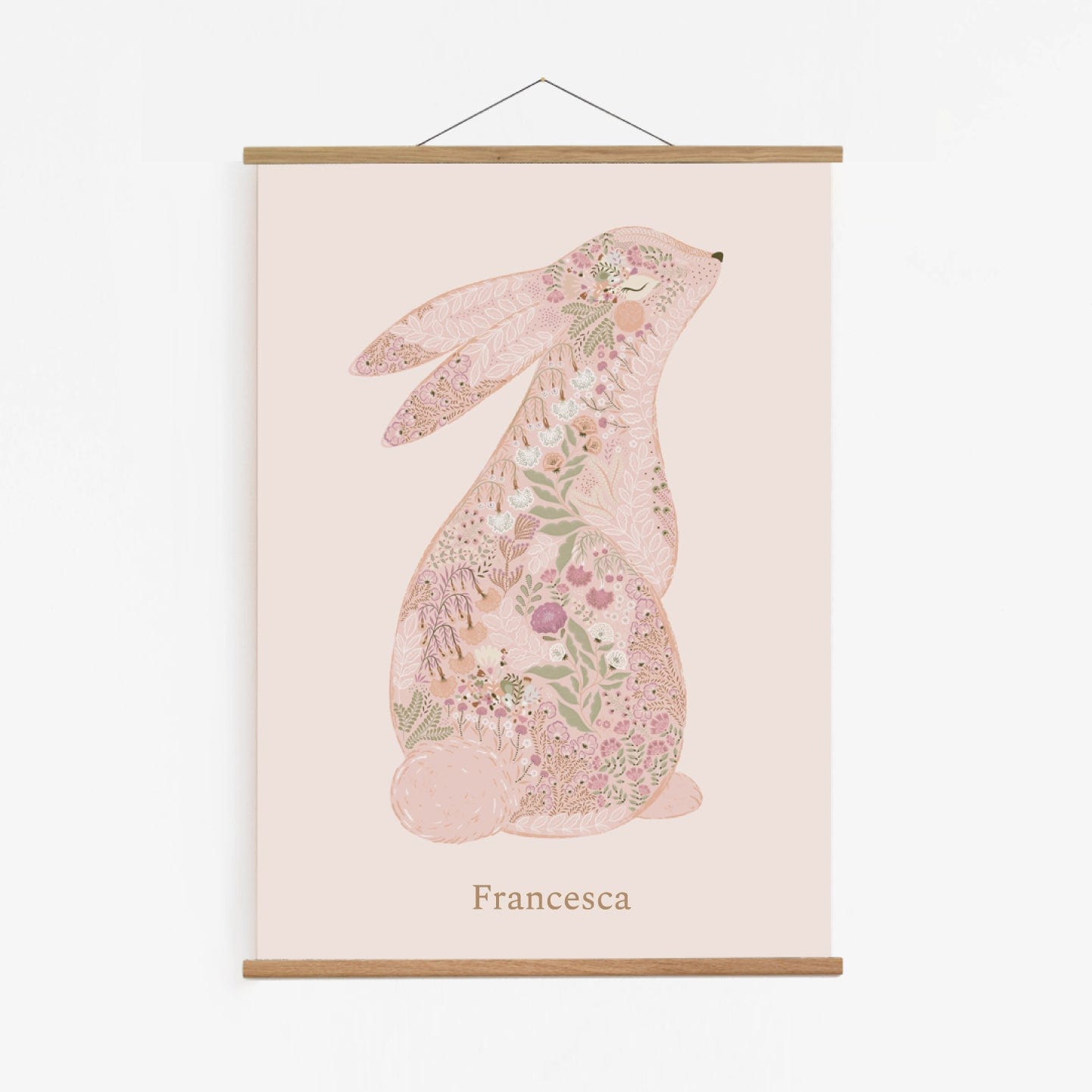 Art Print Floral Bunny Nursery Art Print