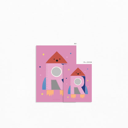 Art Print Happy Alphabet 'R' Art Print - Personalisable
