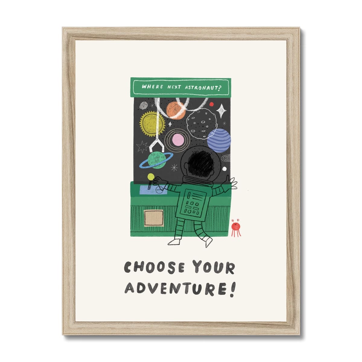 Fine art 12"x16" / Natural Frame Choose Your Adventure - Green Framed Print