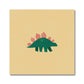 A yellow square art print with a green stegosaurus in the middle with pink spines