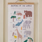 Height Chart Animals Of The World Height Chart with Solid Oak Hanger