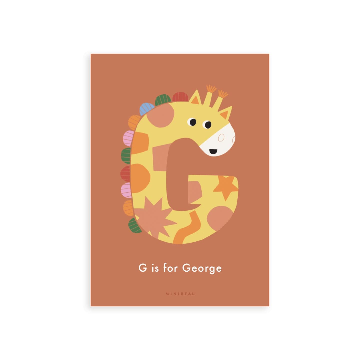 Personalised Art Print A4 (8x12") Happy Alphabet 'G' Personalised Art Print