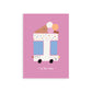 Personalised Happy Alphabet I in the shape of an Ice Cream truck and a happy ice cream on top. Pink Background.