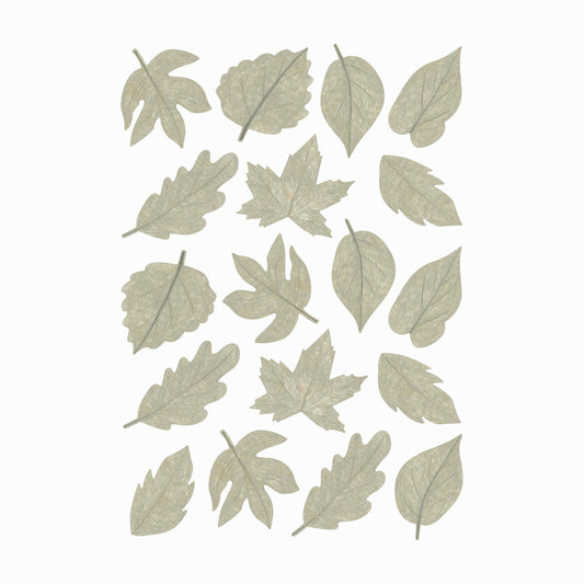 Image showing a sheet of pencil mini leaves wall stickers. Made up of leaves of varying types and shapes.