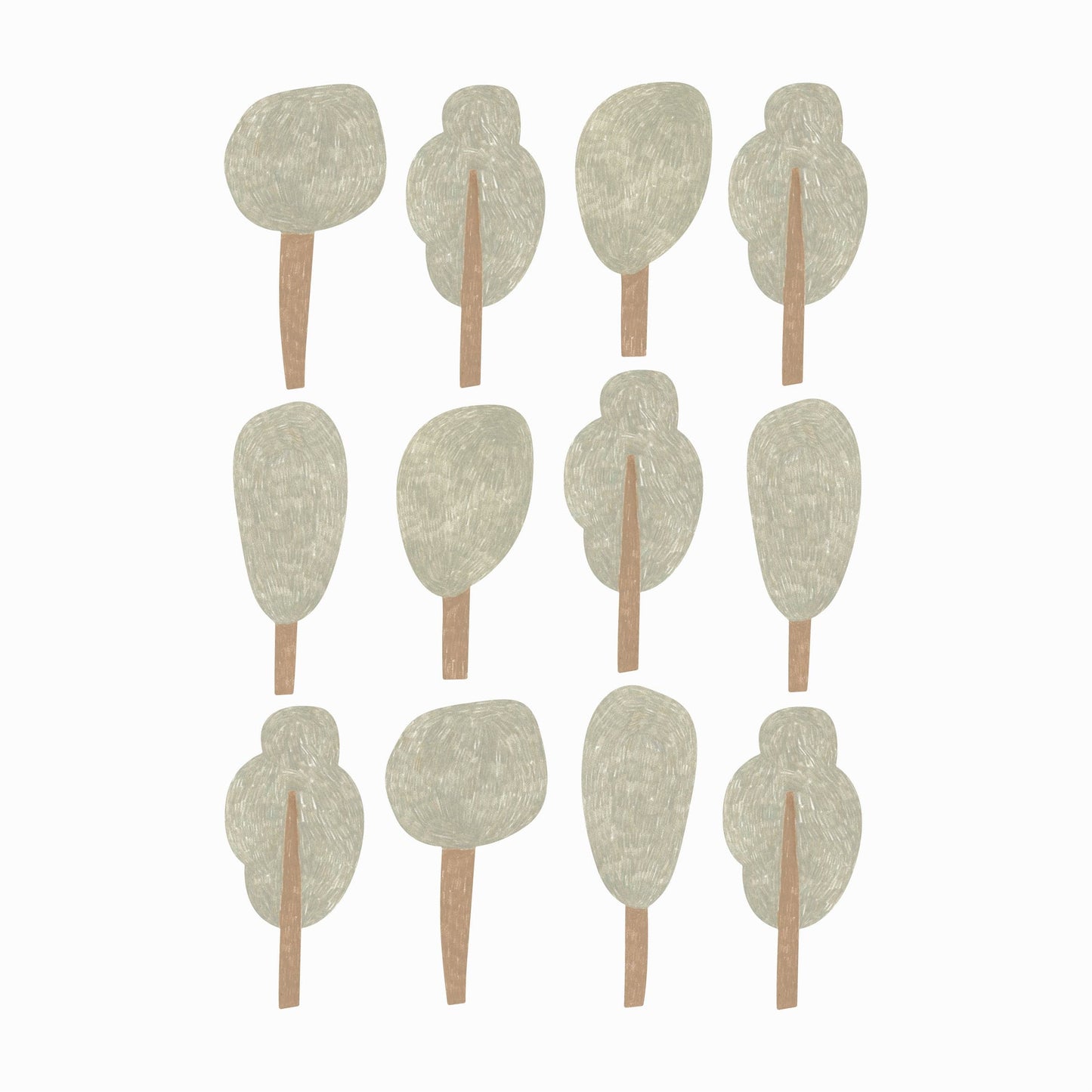 Image showing a sheet of pencil round tree wall stickers