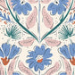 Wallpaper blue flowers, pink leaves and green leaves