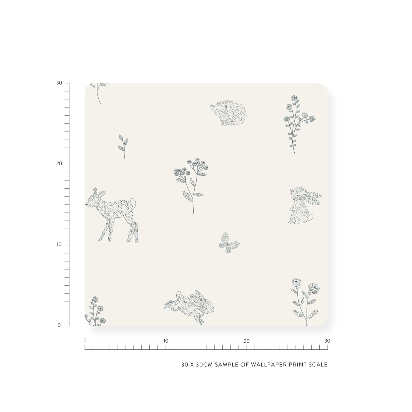 Dotted Woodland Animals White Wallpaper