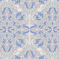 Wallpaper sample of blue and light blue floral pattern. 