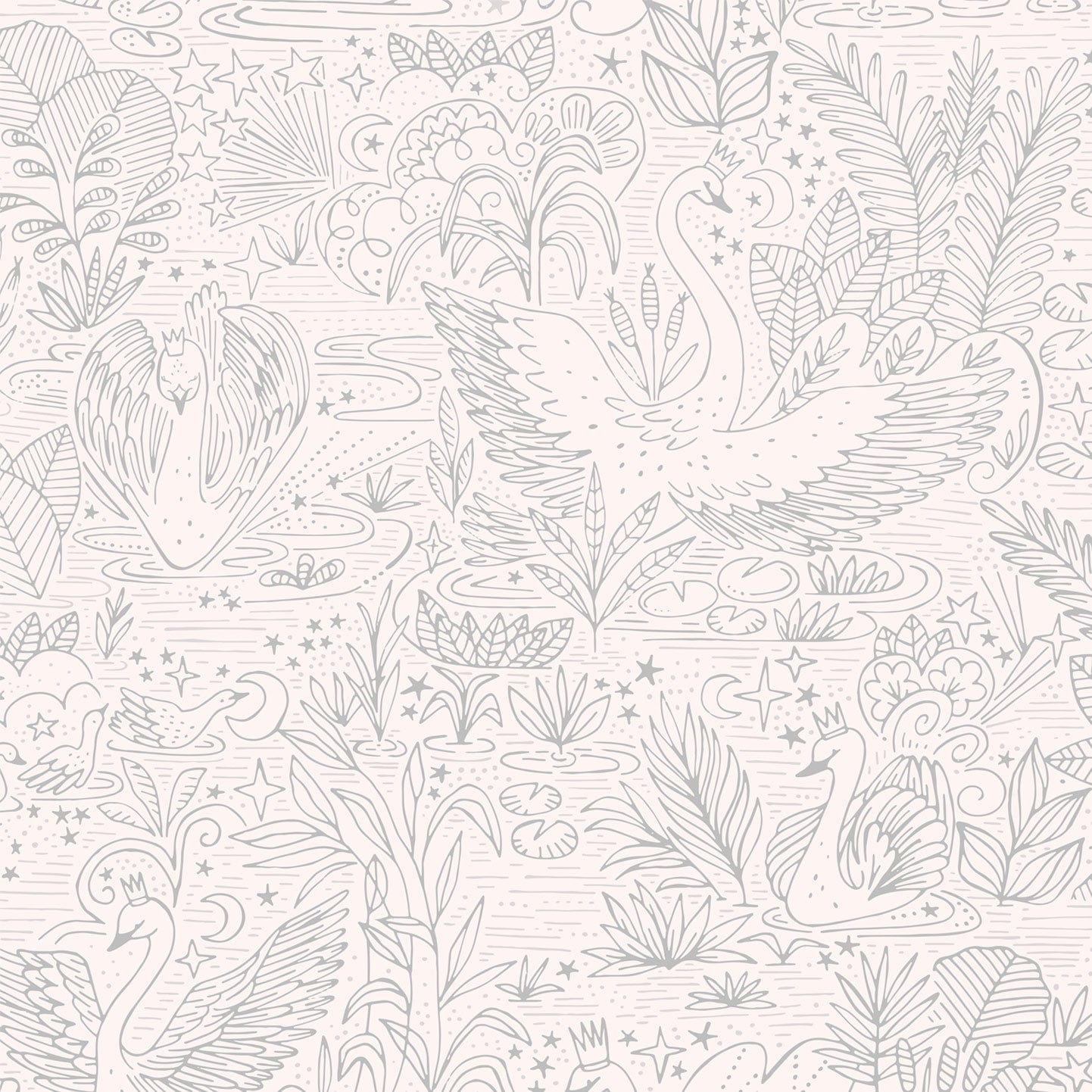 Wallpaper Roll 70cm x 10m Swan Lake Grey Wallpaper