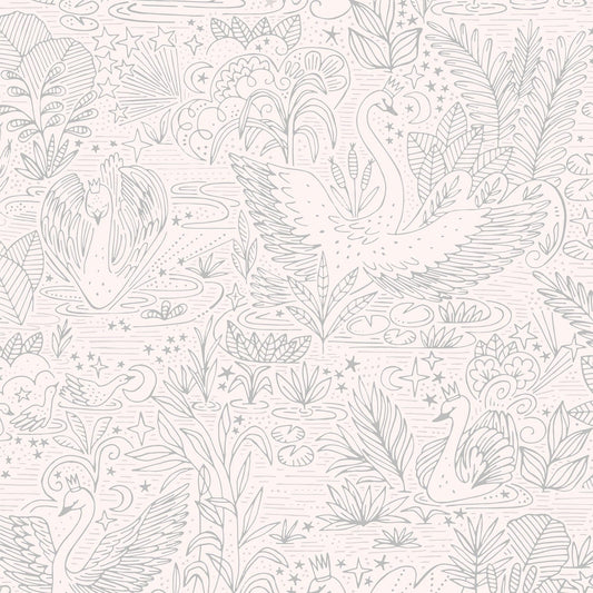 Wallpaper Roll 70cm x 10m Swan Lake Grey Wallpaper