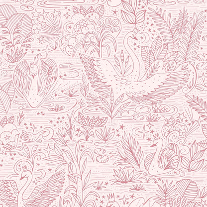 Wallpaper Roll 70cm x 10m Swan Lake Pink Wallpaper